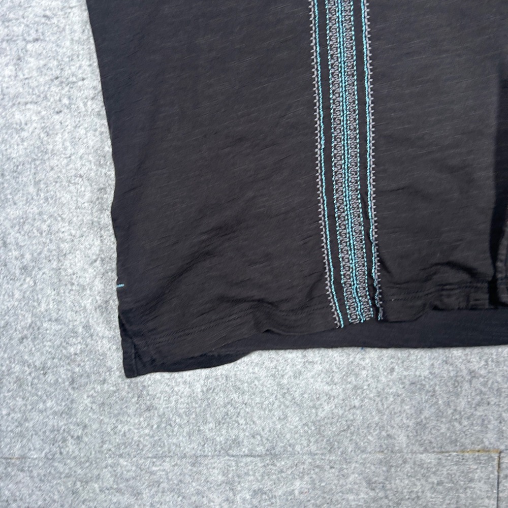 Tommy Bahama Shirt Mens Large Black Embroidered Pima Cotton Camp Guayabera - Picture 3 of 15